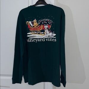 New Green Golden Retriever Husky Sleigh Dogs back chest LS pocket t shirt M mens